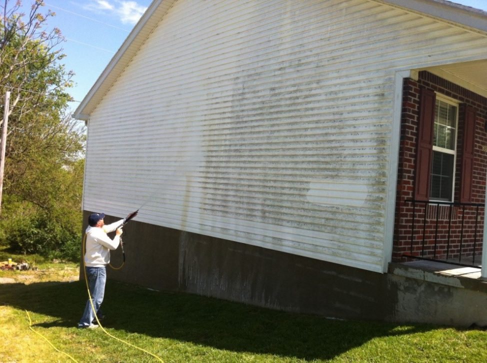 Soft washing a home's siding